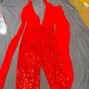 Red show girl jumpsuit